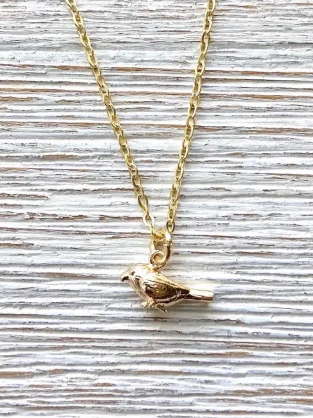 Dainty Gold Toned Bird Pendant Necklace